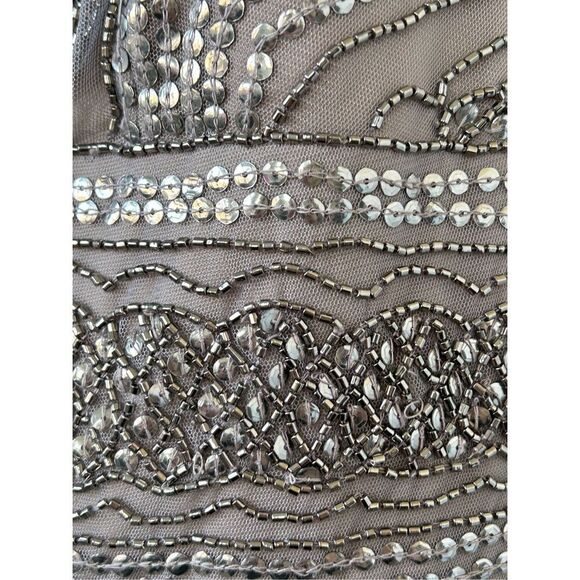 Adrianna Papell Empire Waist Dress Gown Sequined Beaded Spaghetti Strap Women's - Picture 8 of 9